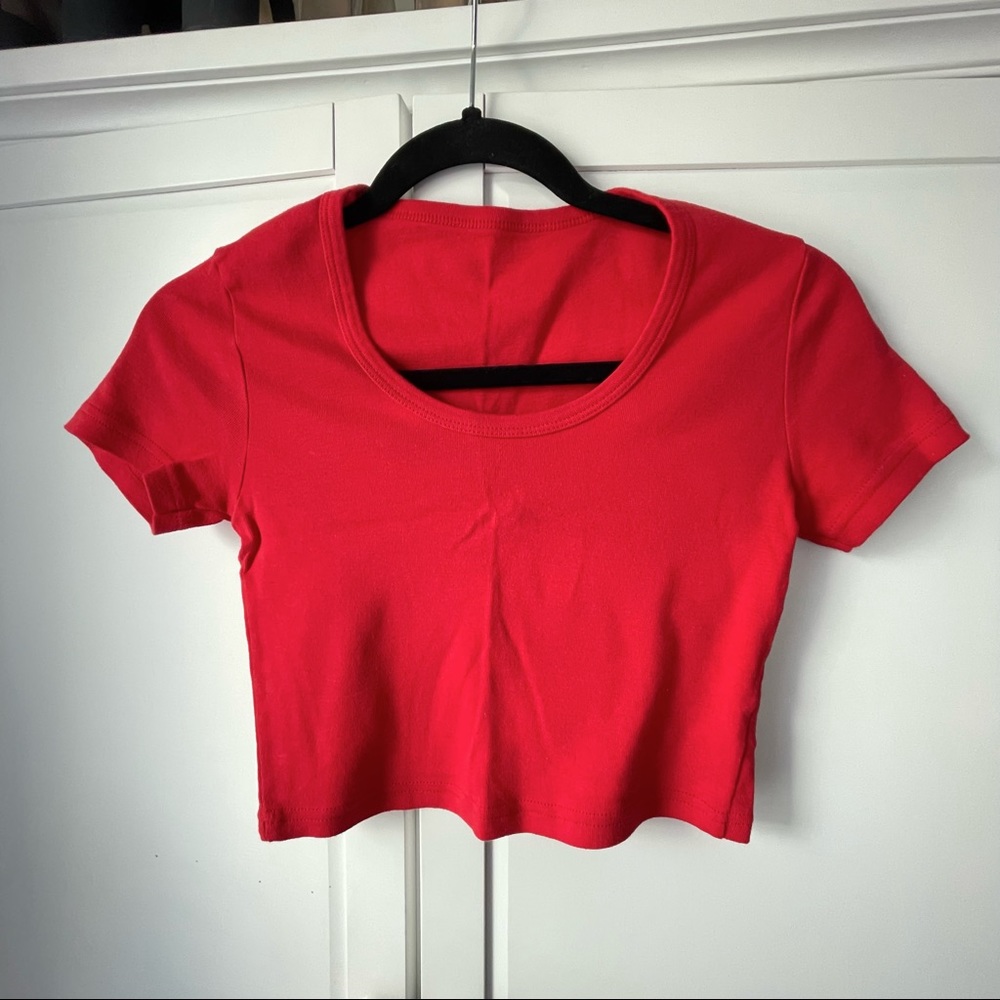 American Apparel size M red cotton crop top
